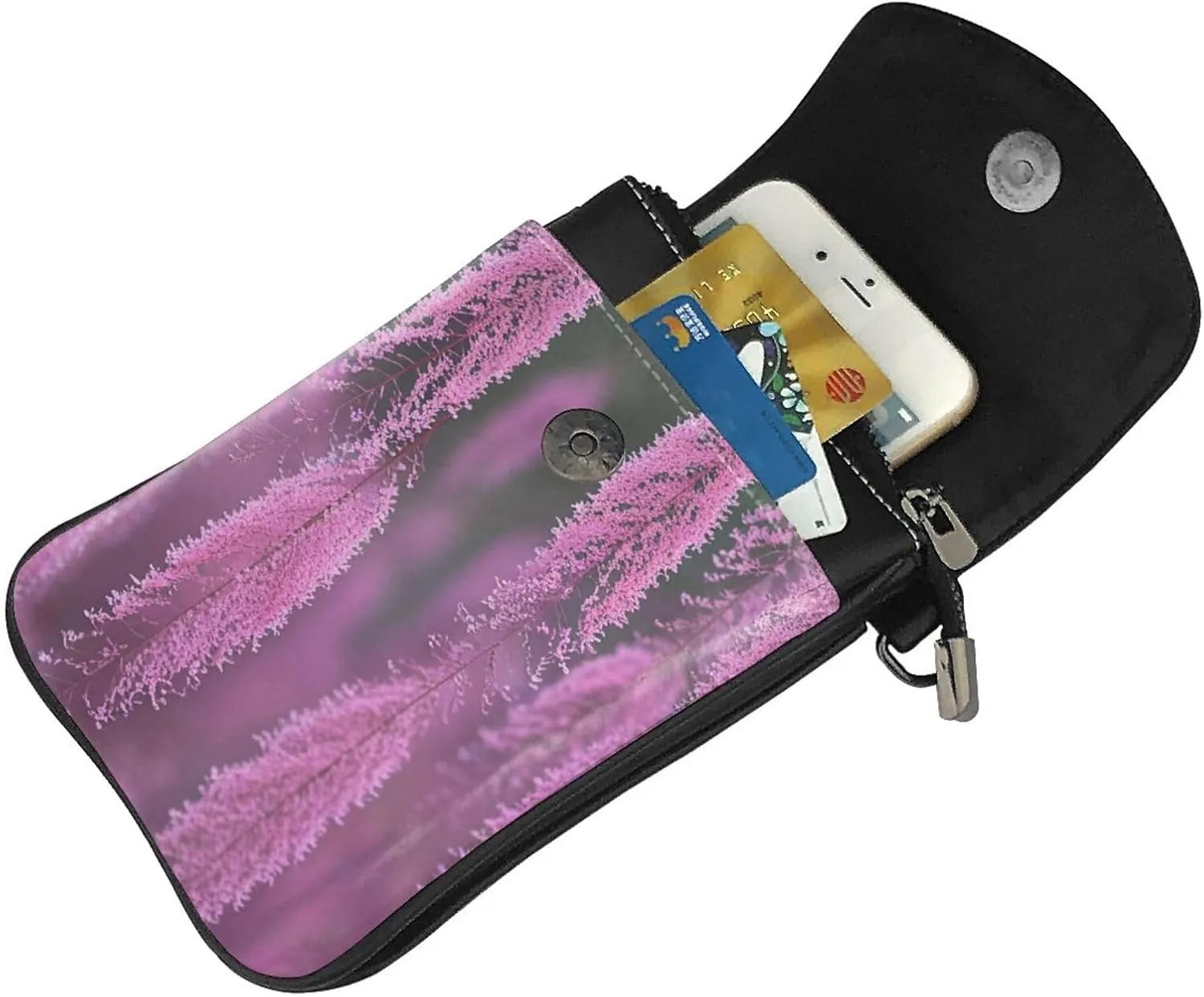 Small Crossbody Bags for Women,Leather Shoulder Bag for Cell Phone Purse with Strap and Rainbow Hearts Printed