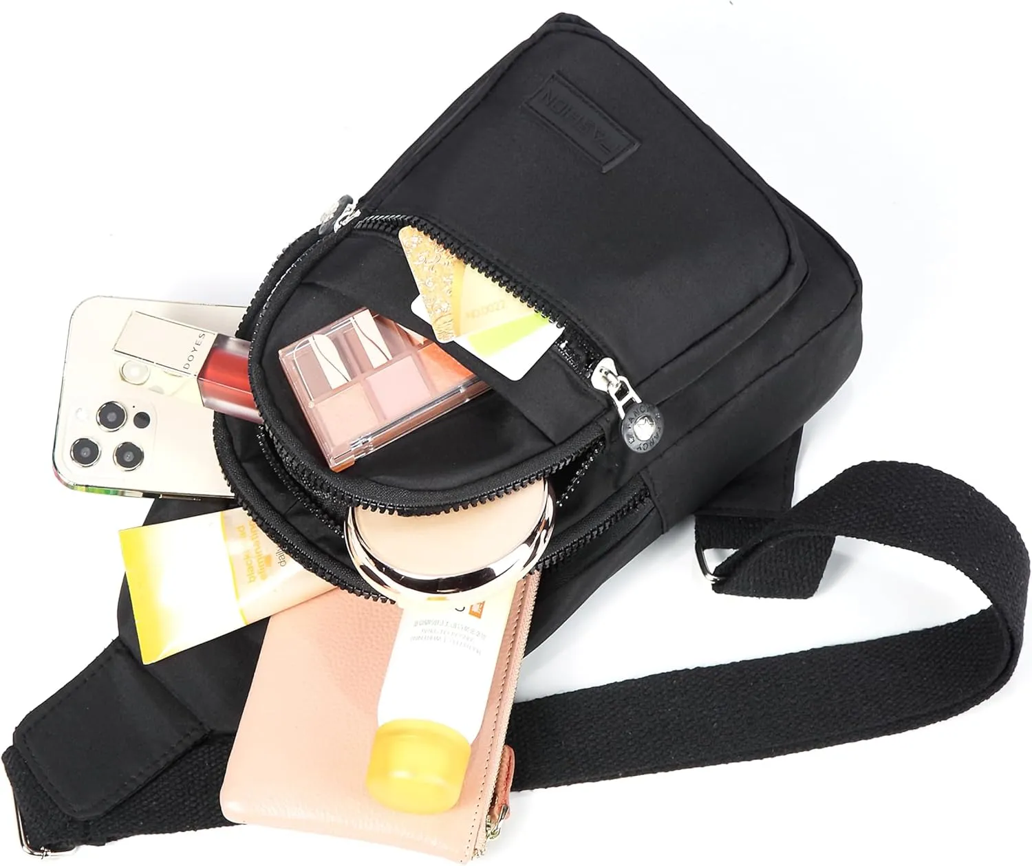 Small Sling Backpack Crossbody Sling Bag for Women, Chest Bag Daypack Fanny Pack Cross Body Bag for Outdoors Hiking Travel - Black