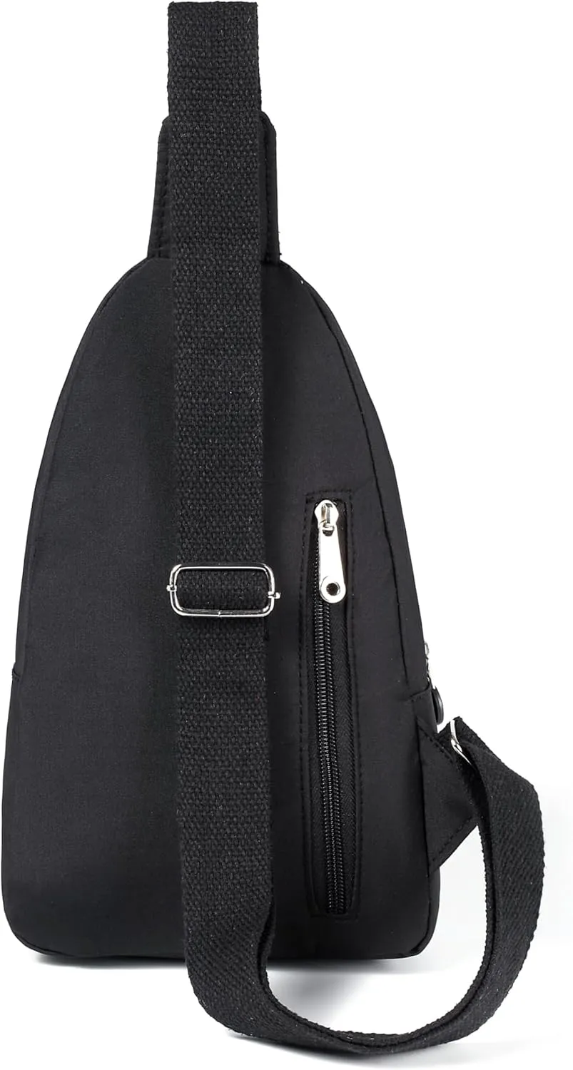 Small Sling Backpack Crossbody Sling Bag for Women, Chest Bag Daypack Fanny Pack Cross Body Bag for Outdoors Hiking Travel - Black