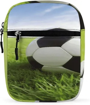 Soccer Ball On Grassy Small Satchel Mini Crossbody Sling Bag Shoulder Bag for Men Women Workout Travelling