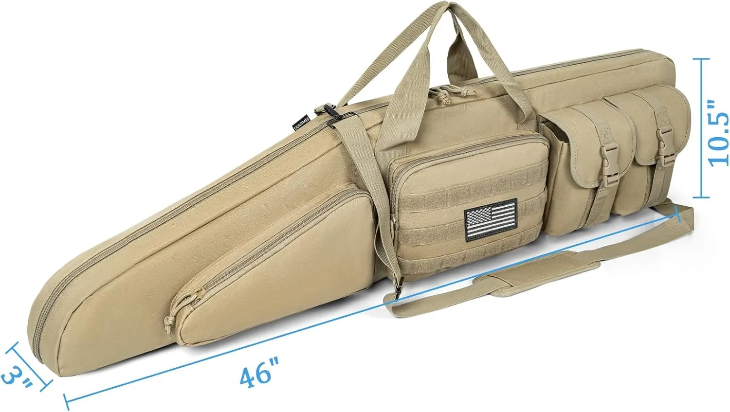 Soft Double Shotgun Rifle Case 38"/42"/46"/52" Long Rifle Bag for Hunting Shooting Range, Firearm Transportation, With Multiple Magazine Holder Pouches