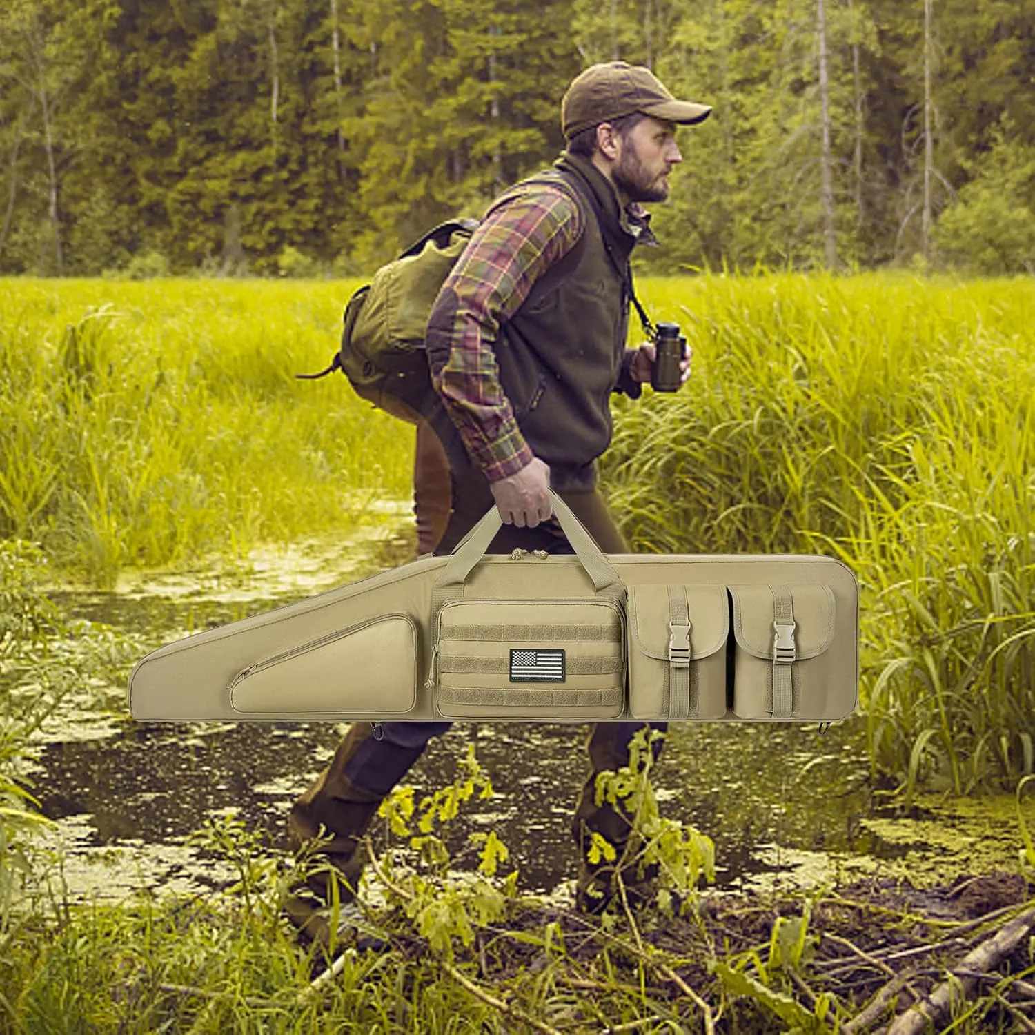 Soft Double Shotgun Rifle Case 38"/42"/46"/52" Long Rifle Bag for Hunting Shooting Range, Firearm Transportation, With Multiple Magazine Holder Pouches