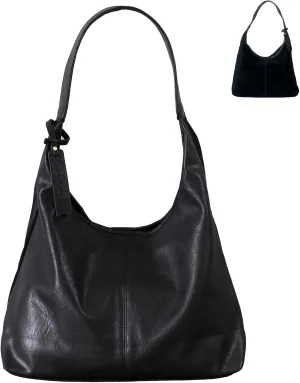 Soft PU Leather and Suede Tote Bag Shoulder Bag for Women - Large Capacity Hobo Bag with Interior Pockets