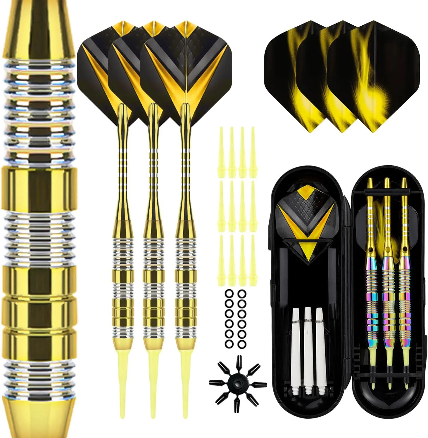 Soft Tip Darts Set 3 Aluminum Shaft Professional Darts Plastic Tip Sets 2BA Replacement Tips   Extra 3 Dart Flights 3 Replace Plastic Shafts for Electronic Dart Board