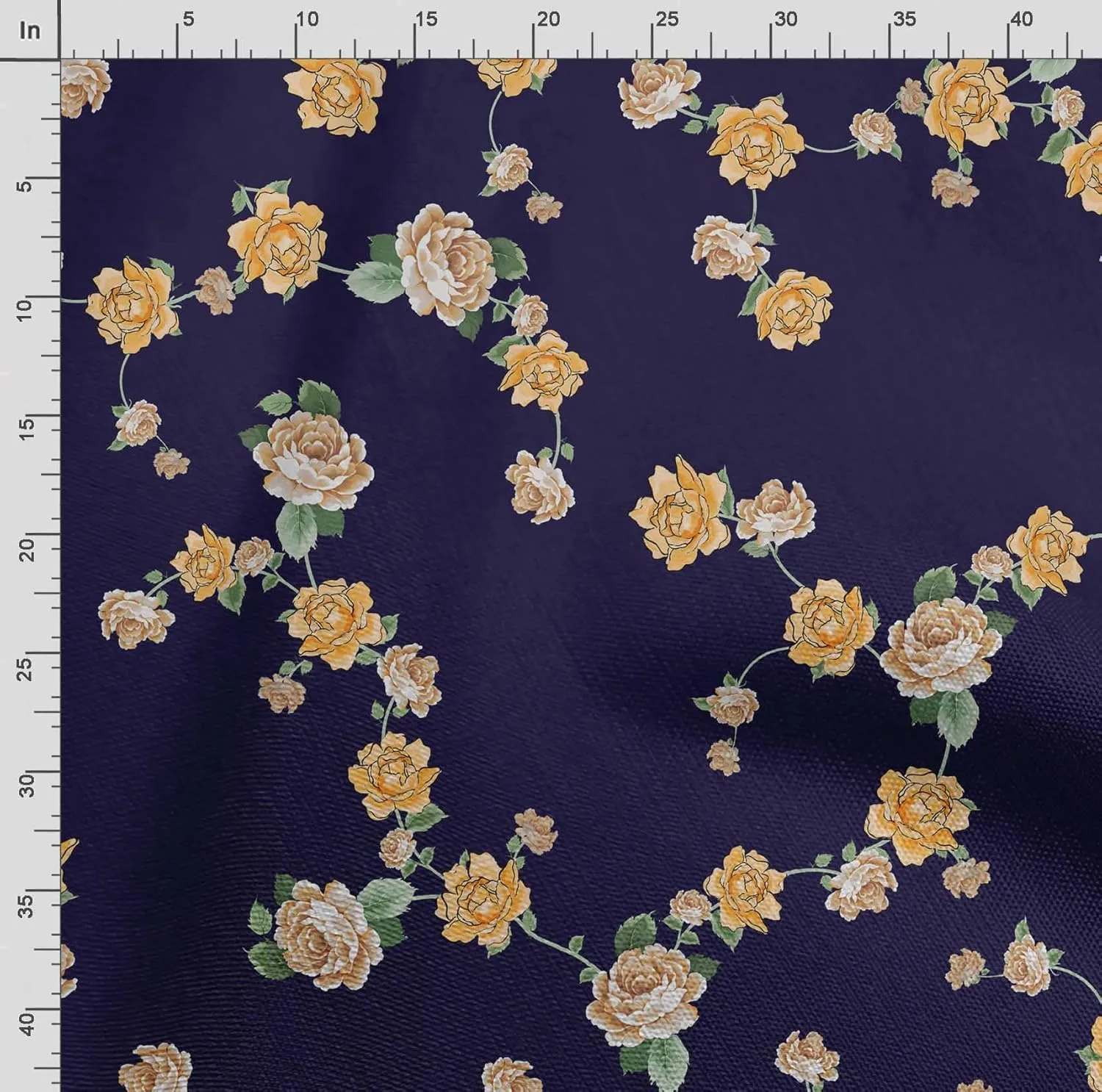 Soimoi Heavyweight Cotton Canvas Fabric Material - 56 Inch Wide, Blue - Floral Print, Ideal for Making Durable Tote Bags, Backpacks, Jackets, Upholstery, Cushions, Outdoor Furniture Covers, 1 Yard