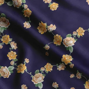 Soimoi Heavyweight Cotton Canvas Fabric Material - 56 Inch Wide, Blue - Floral Print, Ideal for Making Durable Tote Bags, Backpacks, Jackets, Upholstery, Cushions, Outdoor Furniture Covers, 1 Yard