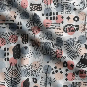 Soimoi Heavyweight Cotton Canvas Fabric Material - 56 Inch Wide, Orange - Animal Print, Ideal for Making Durable Tote Bags, Backpacks, Jackets, Upholstery, Cushions, Outdoor Furniture Covers, 1 Yard