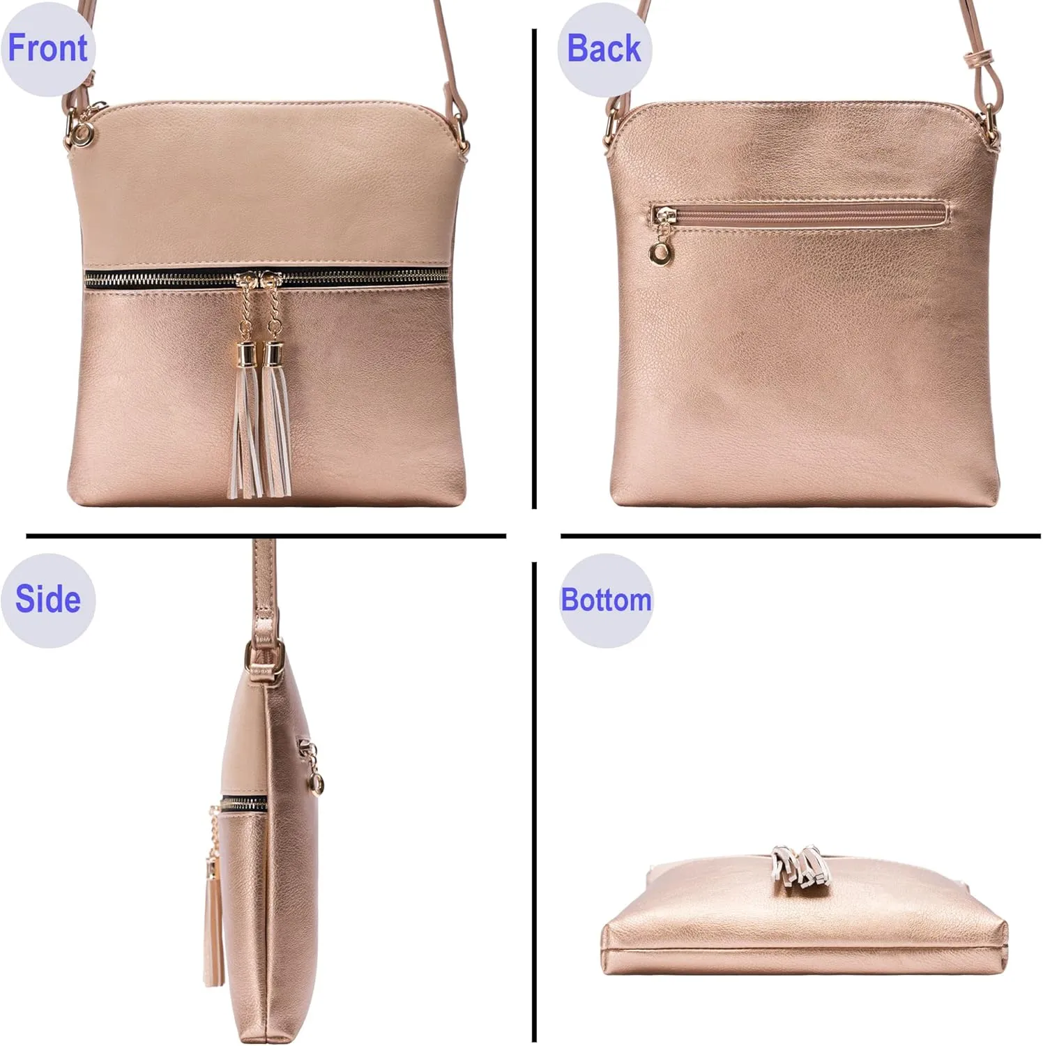 Solene Womens Lightweight Medium Crossbody Purse with Tassel, Perfect Size Crossbody Bags for Daily Use, travel