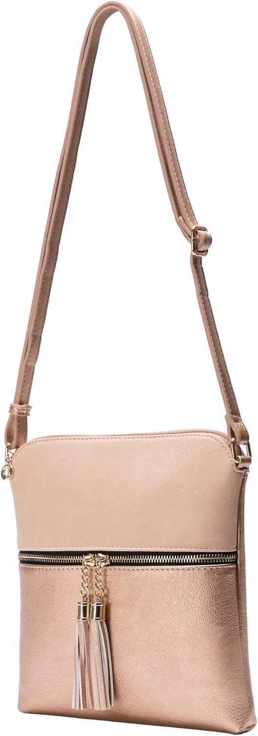 Solene Womens Lightweight Medium Crossbody Purse with Tassel, Perfect Size Crossbody Bags for Daily Use, travel