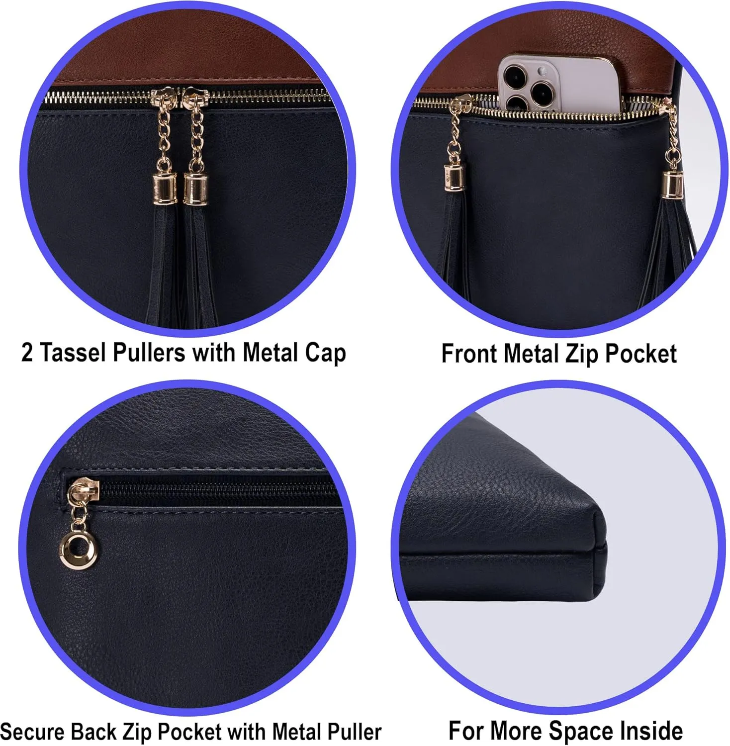 Solene Womens Lightweight Medium Crossbody Purse with Tassel, Perfect Size Crossbody Bags for Daily Use, travel
