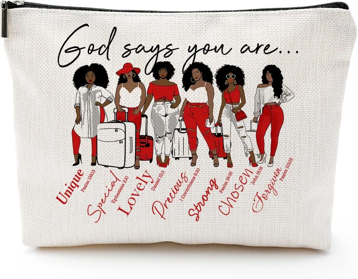 Sorority Cosmetic Bag – Finer Women Gift, God Says You Are Zipper Pouch, Inspired Makeup Bag for Sorority Sisters, Travel Organizer Gift for Women