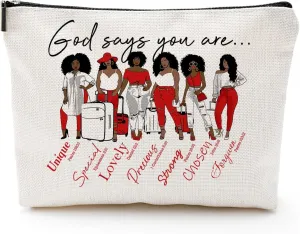 Sorority Cosmetic Bag – Finer Women Gift, God Says You Are Zipper Pouch, Inspired Makeup Bag for Sorority Sisters, Travel Organizer Gift for Women