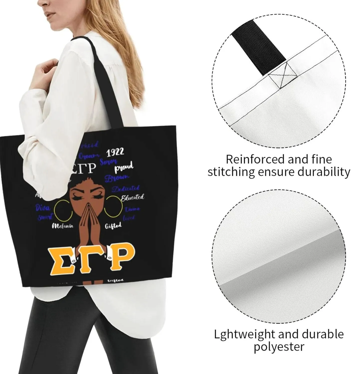 Sorority Tote Bag Sorority Gifts for Women 1922 Reusable Fashion Beach Bag Large Shoulder Shopping Bag