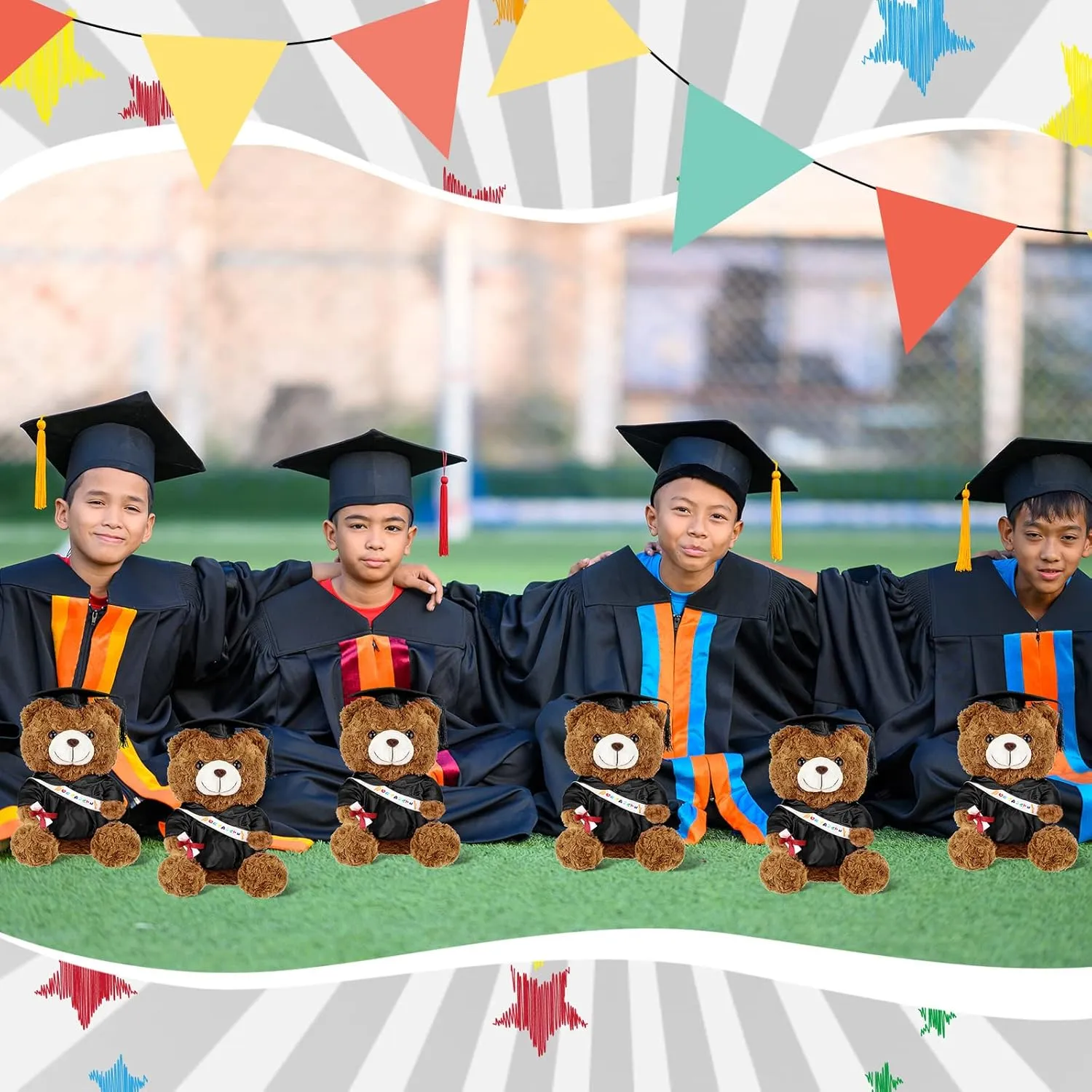 Sotiff 2 Pcs 12 Inch Graduation Plush Bear Class of 2025 Graduation Plush Stuffed Animal Toys Grad Bear with Gown Cap for Kindergarten Elementary School College Grad Gift(Black)