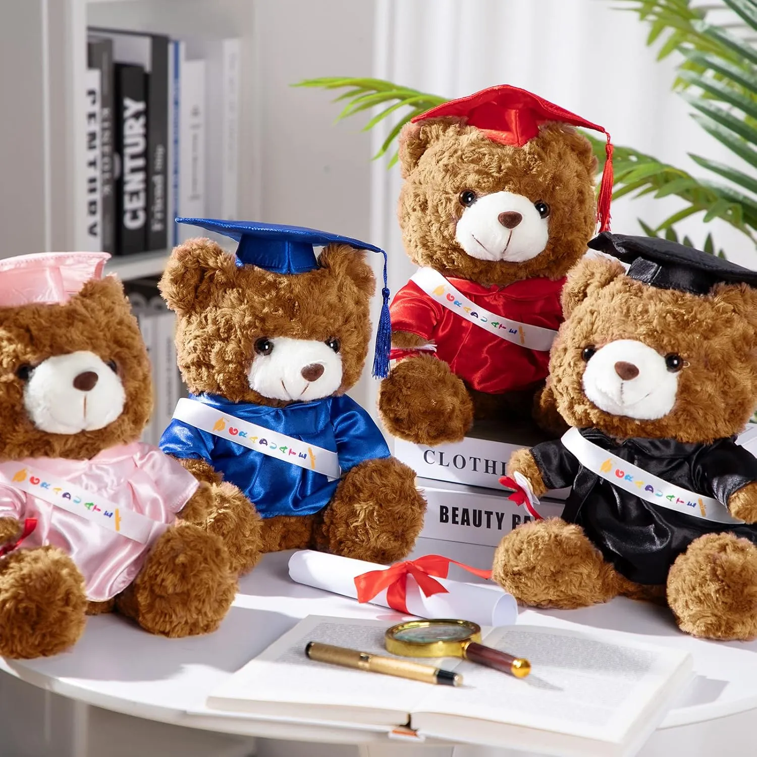 Sotiff 2 Pcs 12 Inch Graduation Plush Bear Class of 2025 Graduation Plush Stuffed Animal Toys Grad Bear with Gown Cap for Kindergarten Elementary School College Grad Gift(Black)