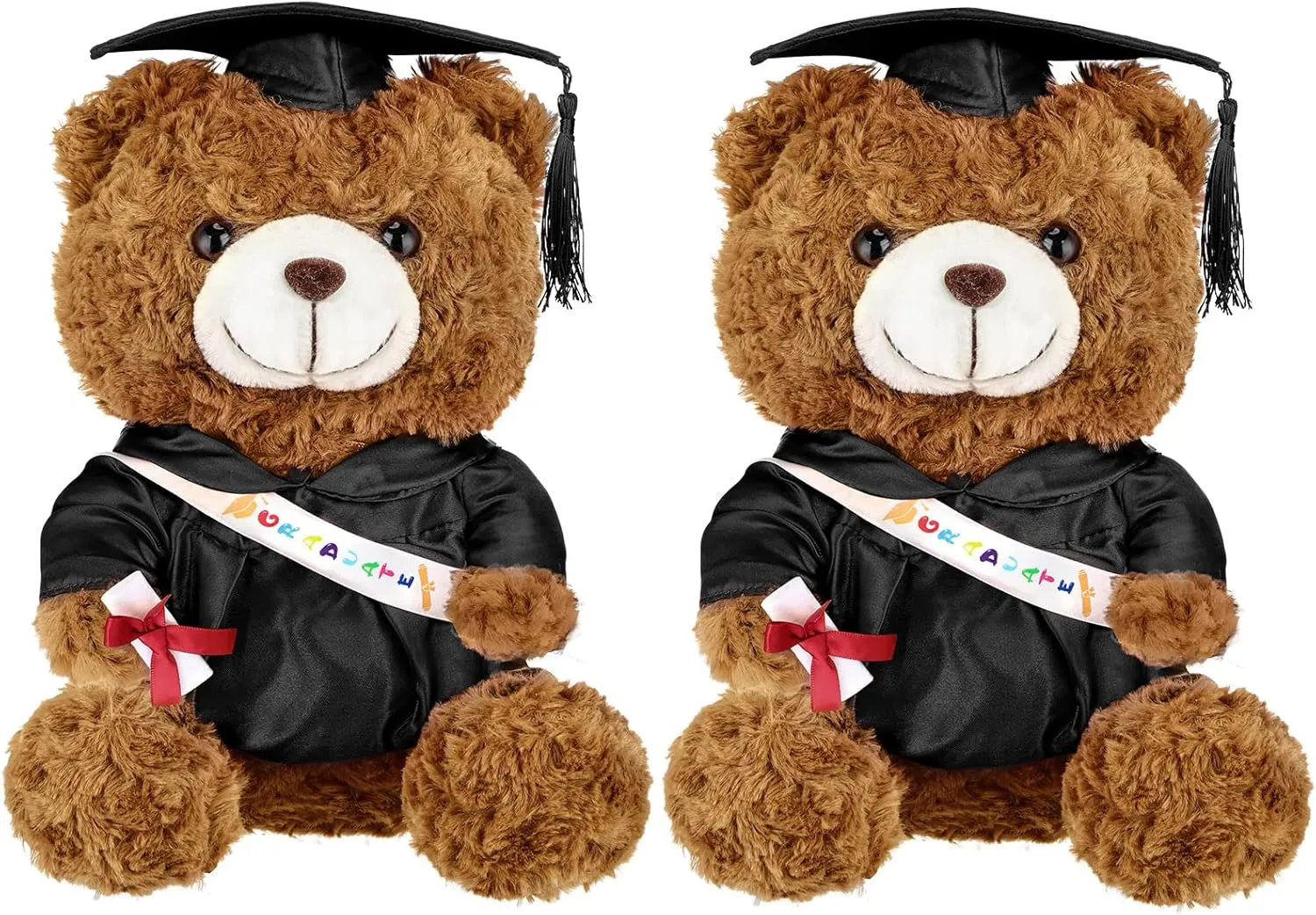 Sotiff 2 Pcs 12 Inch Graduation Plush Bear Class of 2025 Graduation Plush Stuffed Animal Toys Grad Bear with Gown Cap for Kindergarten Elementary School College Grad Gift(Black)