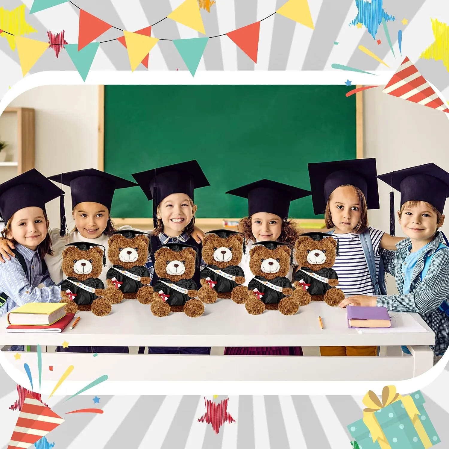 Sotiff 2 Pcs 12 Inch Graduation Plush Bear Class of 2025 Graduation Plush Stuffed Animal Toys Grad Bear with Gown Cap for Kindergarten Elementary School College Grad Gift(Black)