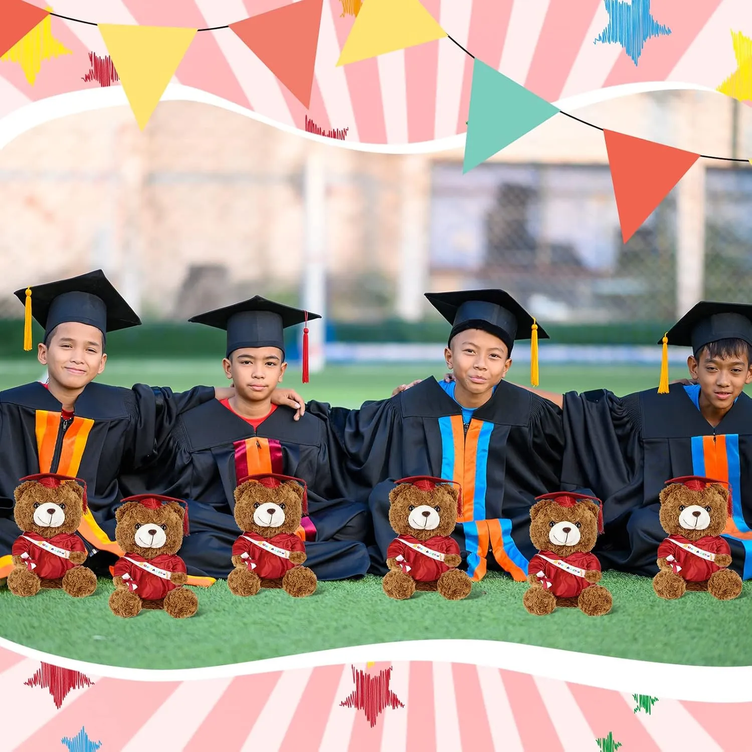 Sotiff 2 Pcs 12 Inch Graduation Plush Bear Class of 2025 Graduation Plush Stuffed Animal Toys Grad Bear with Gown Cap for Kindergarten Elementary School College Grad Gift(Red)