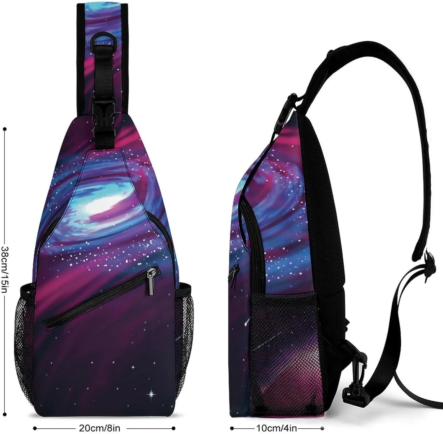 Space Galaxy Planet Sling Bag for Women Men Purple Sky Crossbody Shoulder Bag with Anti Theft,Multipurpose Chest Bag for Travel,Hiking,Cycling,Camping
