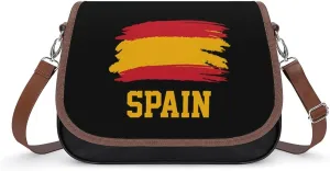 Spain Flag Funny Women's Crossbody Bags Novelty Leather Purse Handbag Shoulder Bag