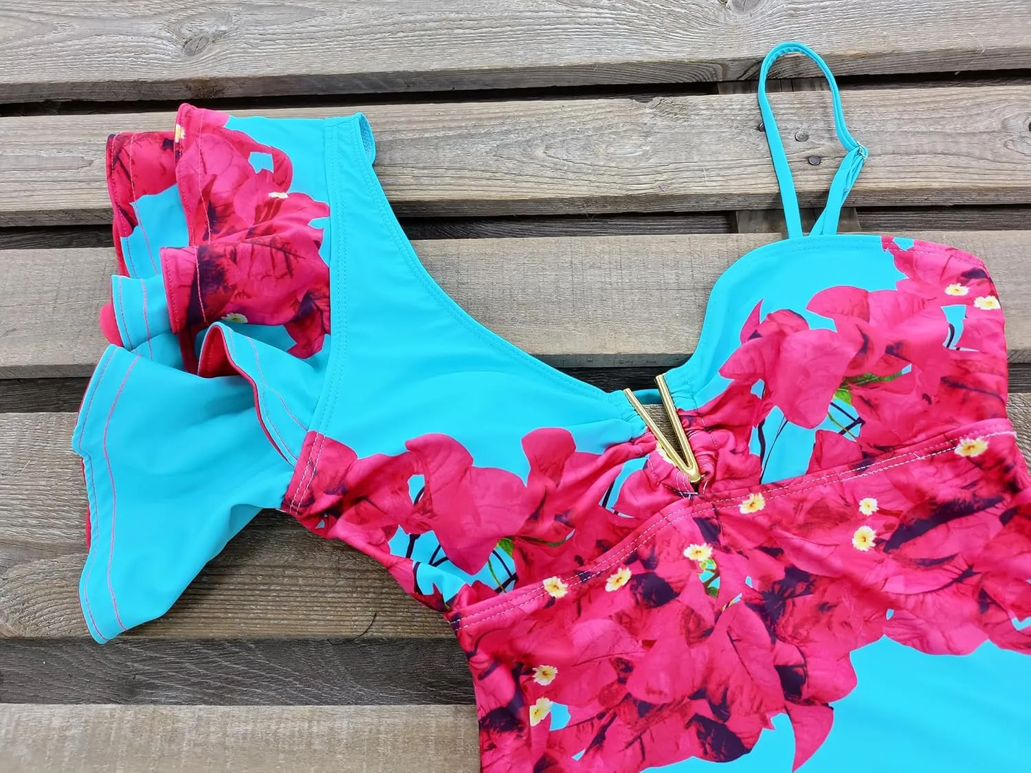 SPORLIKE Women One Piece Swimsuit Ruffle One Shoulder Bathing Suit Padded Monokini
