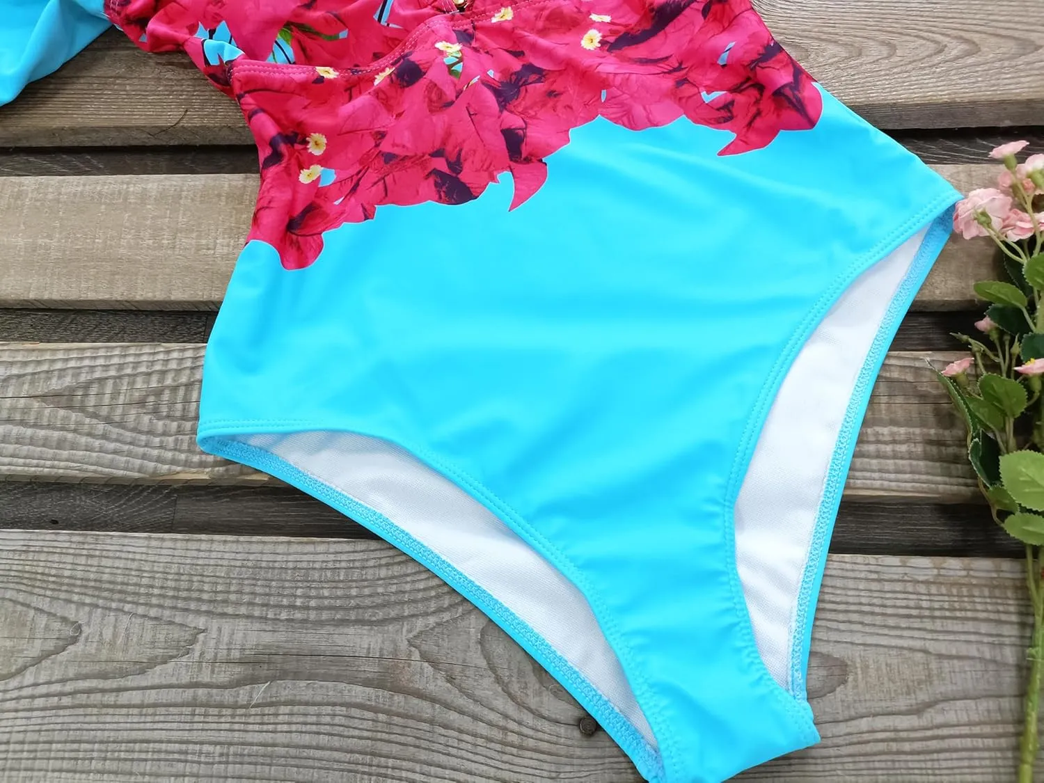 SPORLIKE Women One Piece Swimsuit Ruffle One Shoulder Bathing Suit Padded Monokini
