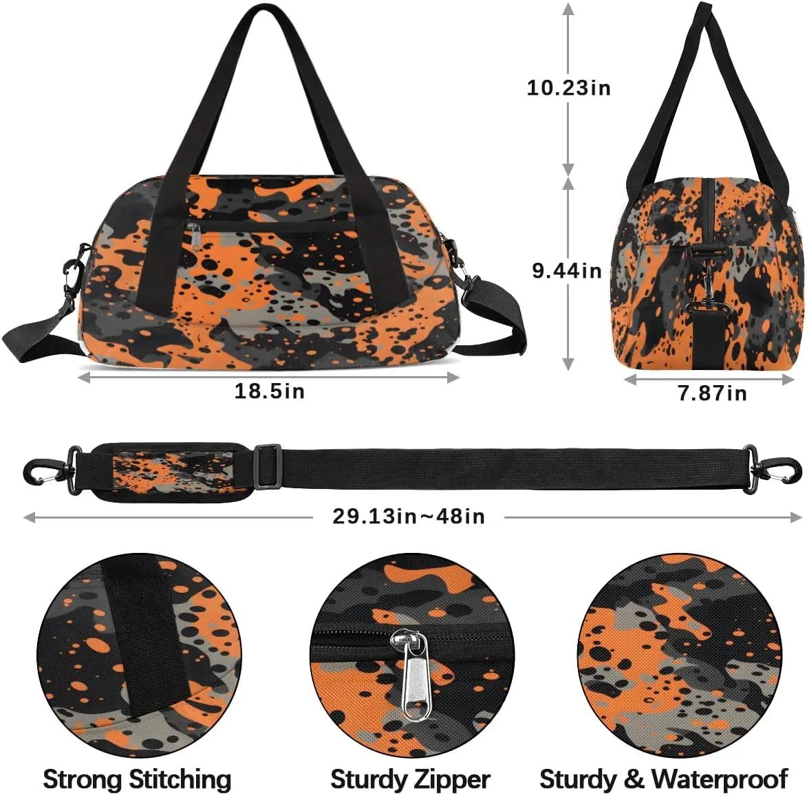 Sport Duffel Bag Camouflage Print Kids Gym Bag Weekender Overnight Bags for Boys Girls Teens Carry On Workout Travel Bag