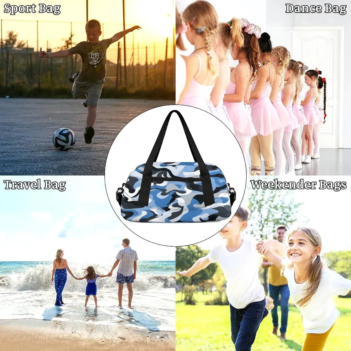 Sport Duffel Bag Classic Camouflage Color Kids Gym Bag Weekender Overnight Bags for Boys Girls Teens Carry On Workout Travel Bag