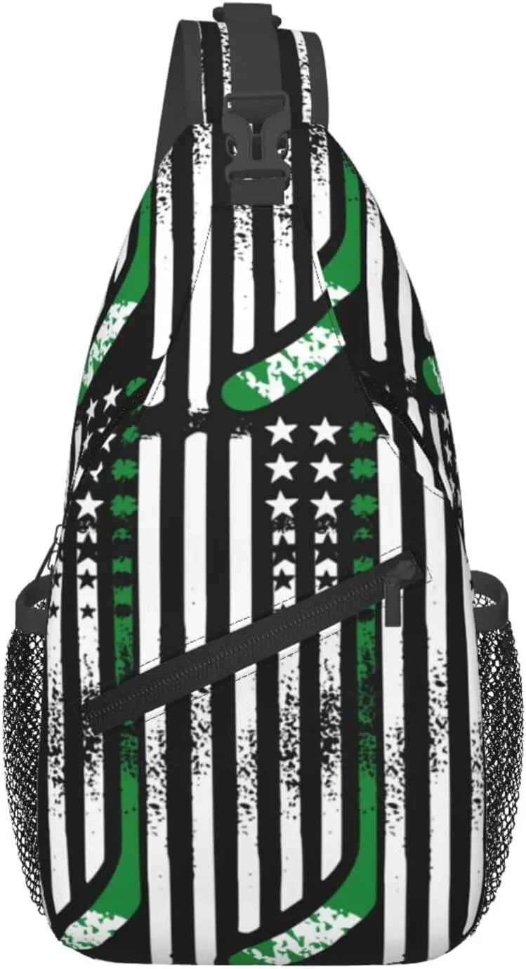St Patrick's Day Irish Flag Shamrock Clover Sling Bag Crossbody Bag Casual Chest Bags Travel Shoulder Backpack