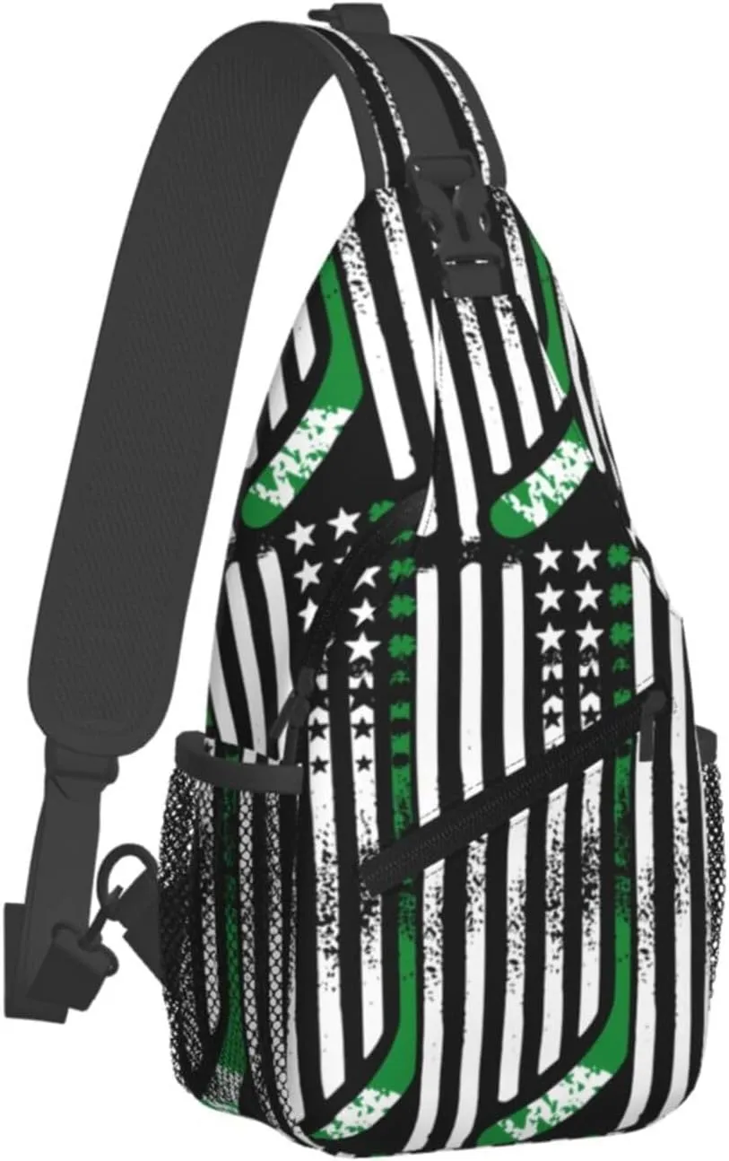St Patrick's Day Irish Flag Shamrock Clover Sling Bag Crossbody Bag Casual Chest Bags Travel Shoulder Backpack