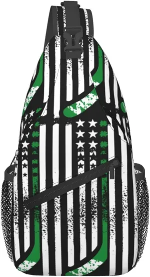St Patrick's Day Irish Flag Shamrock Clover Sling Bag Crossbody Bag Casual Chest Bags Travel Shoulder Backpack