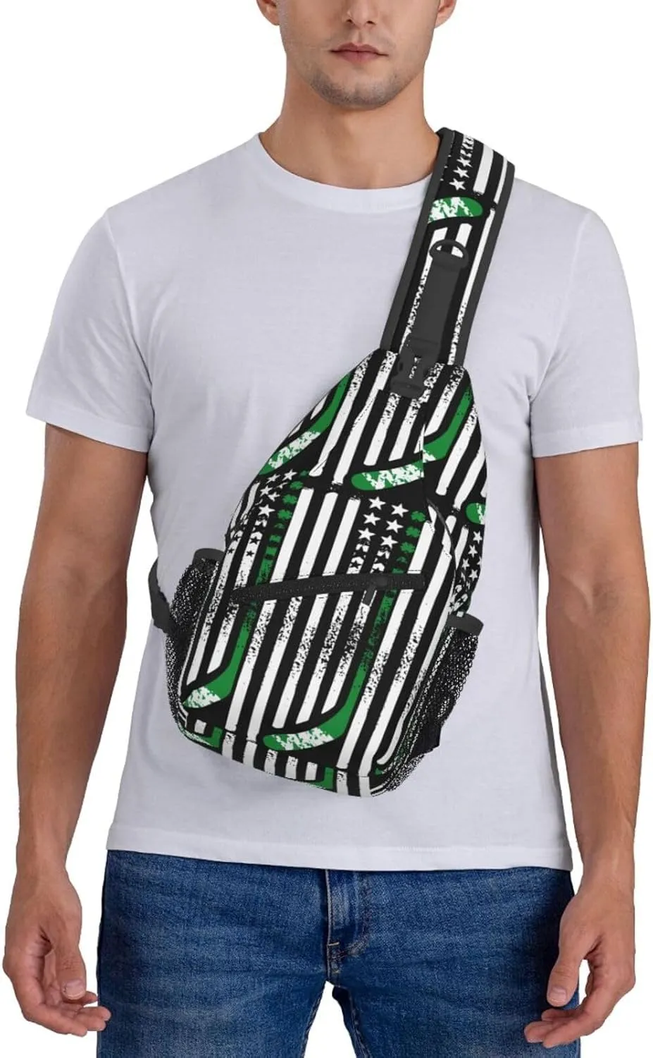 St Patrick's Day Irish Flag Shamrock Clover Sling Bag Crossbody Bag Casual Chest Bags Travel Shoulder Backpack
