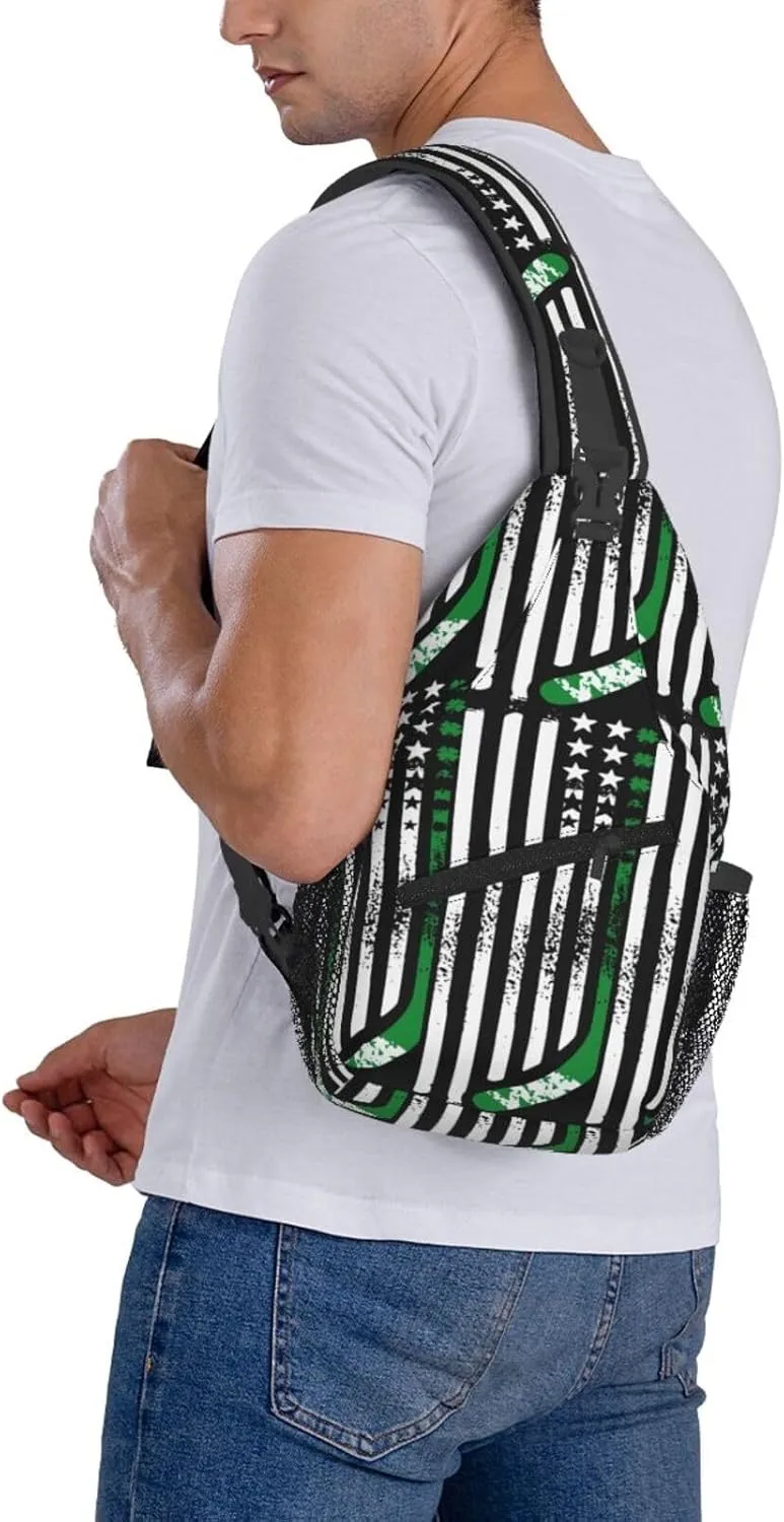 St Patrick's Day Irish Flag Shamrock Clover Sling Bag Crossbody Bag Casual Chest Bags Travel Shoulder Backpack