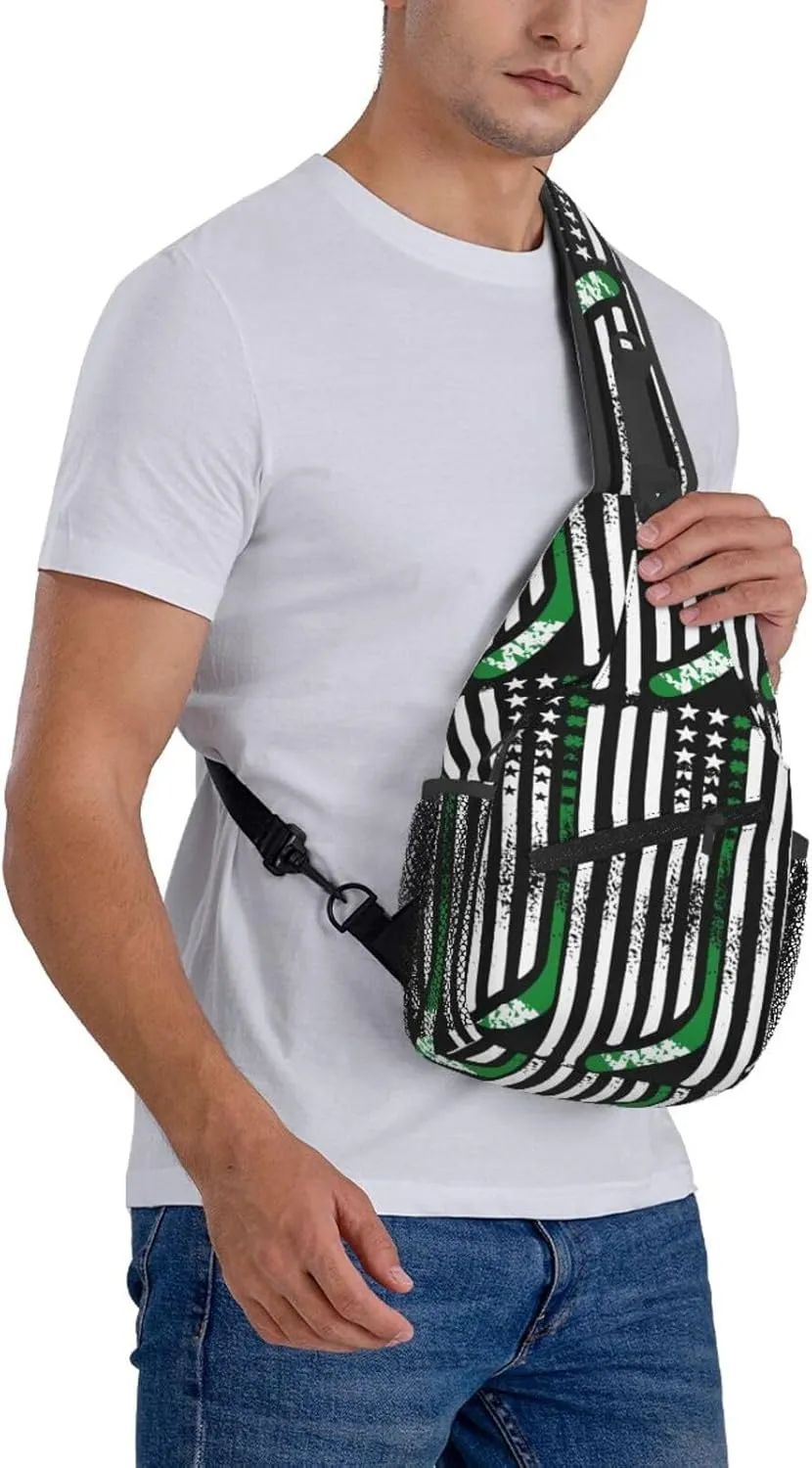 St Patrick's Day Irish Flag Shamrock Clover Sling Bag Crossbody Bag Casual Chest Bags Travel Shoulder Backpack