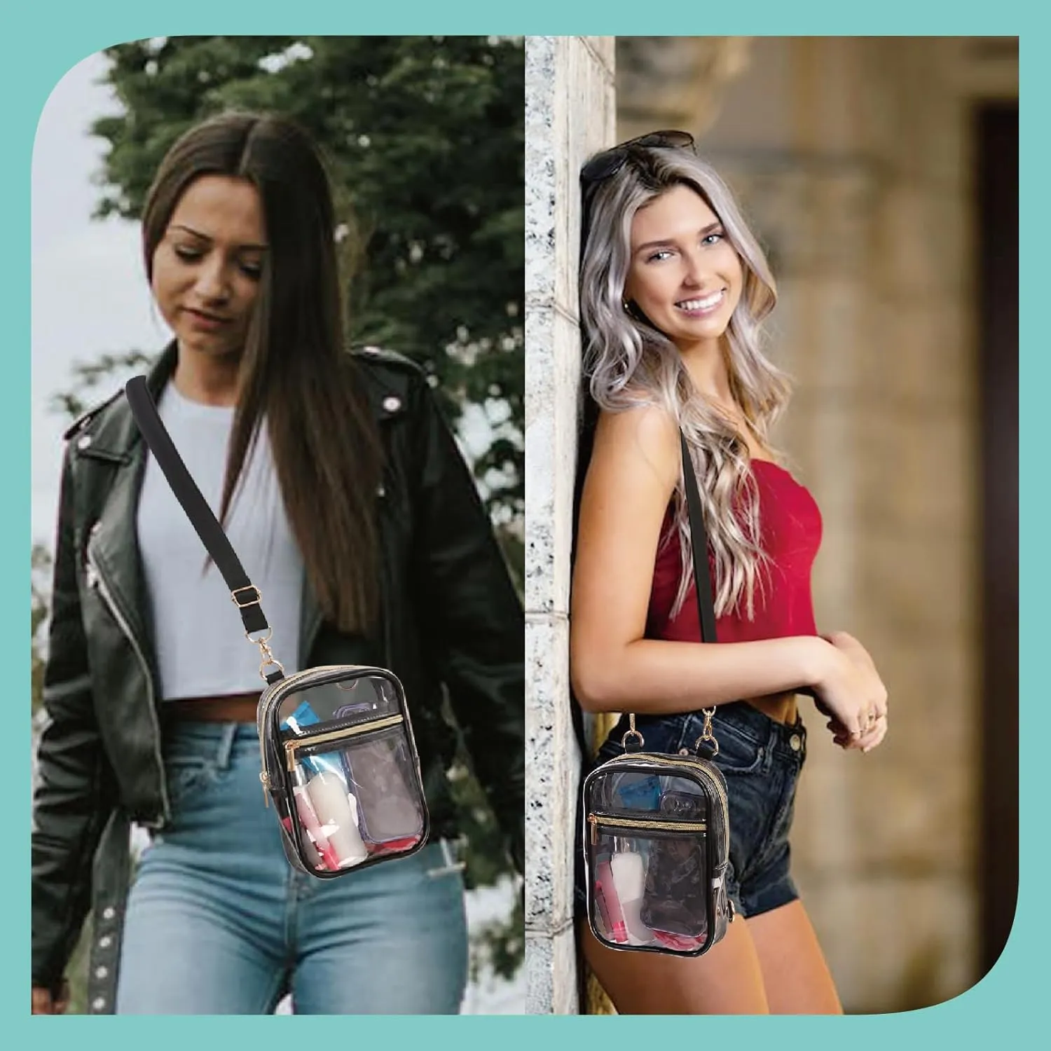 Stadium Approved Crossbody Purse for Women - Clear Stadium Bag for Sporting Events, Concerts