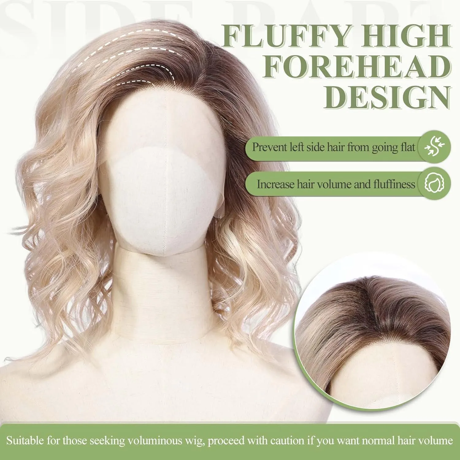 starluck Side Part Wavy Wig Light Blonde with Brown Root Layered Lace Front Bob Wig 14 Inch Shoulder Length Heat Resistant Synthetic Wig for White Women