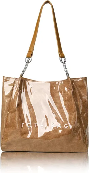 Stellaya Womens Letters Print Tote Bag, 2025 New Women's PVC Kraft Paper Tote Bag, for Handbag or Shoulder