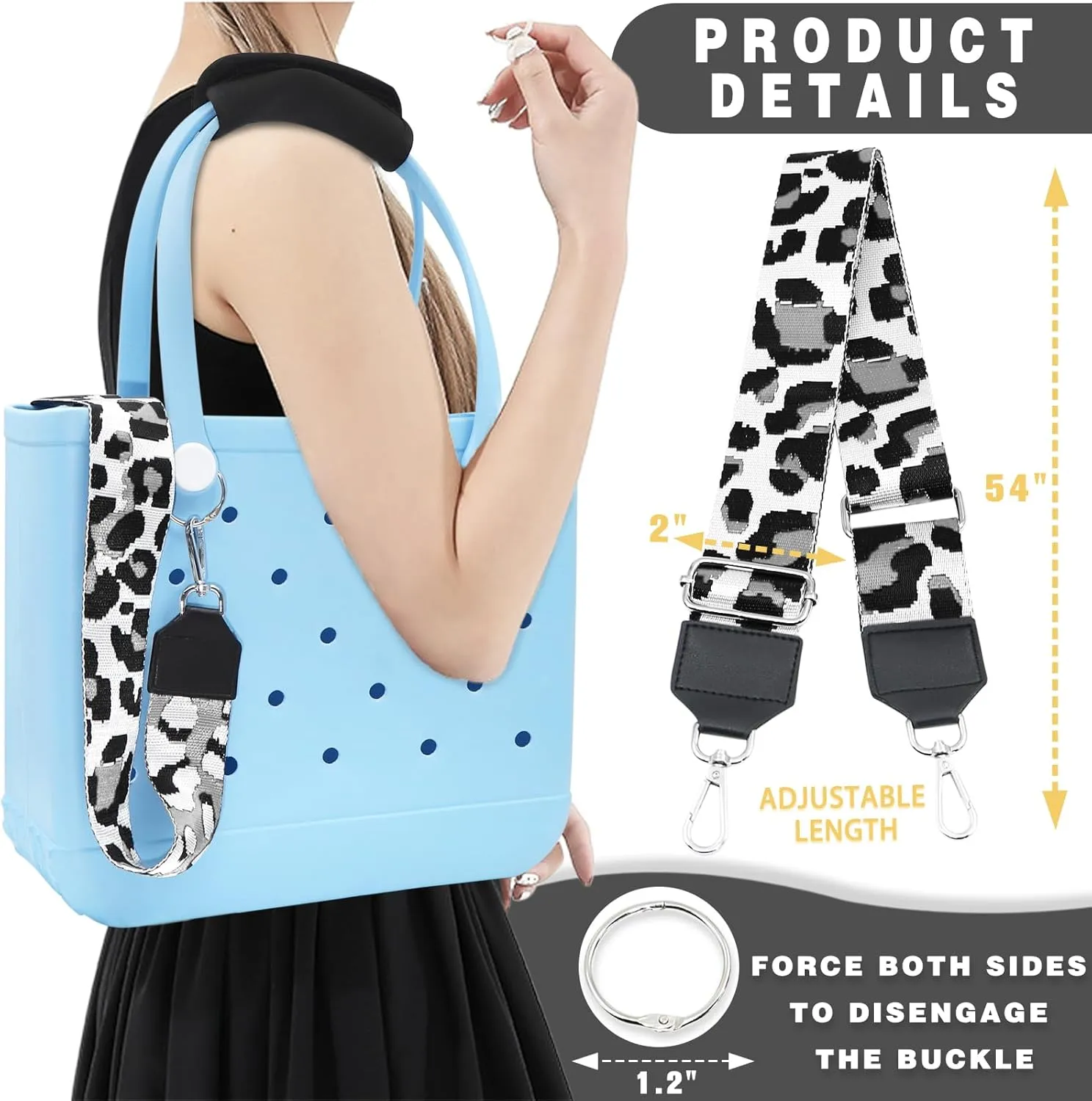 Strap Wrap for Bogg Bag, Accessory for Bagg Bag, With Adjustable Shoulder Leopard Print Crossbody Strap
