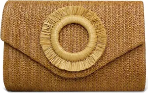 Straw Clutch Purse for Women Summer Clutch Purses Beach Envelope Bag Evening Handbag Shoulder Crossbody Purse