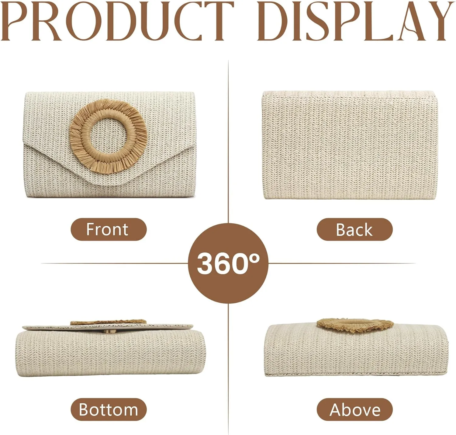 Straw Clutch Purse for Women,Summer Beach Bag,Envelope Evening Clutch Handbags for Formal Party Wedding 2025