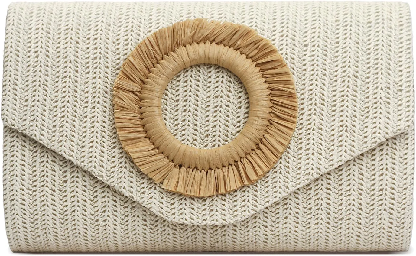Straw Clutch Purse for Women,Summer Beach Bag,Envelope Evening Clutch Handbags for Formal Party Wedding 2025