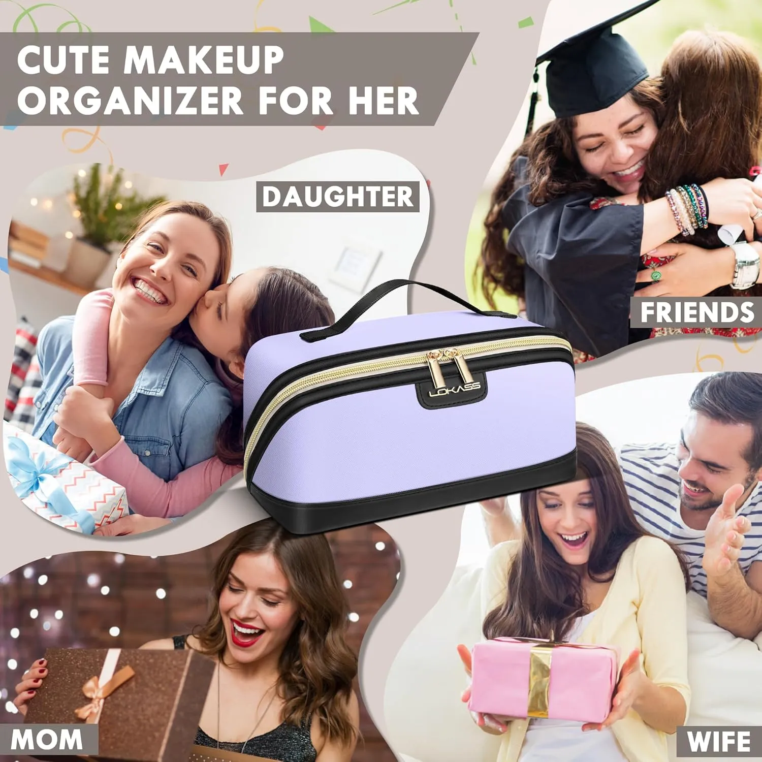 Stylish Travel Makeup Bag for Women - Large Capacity Waterproof PU & Cosmetic Organizer with Divider and Handle, Open Flat Toiletry Bag, Spring Break Essentials & Travel Accessories- Purple