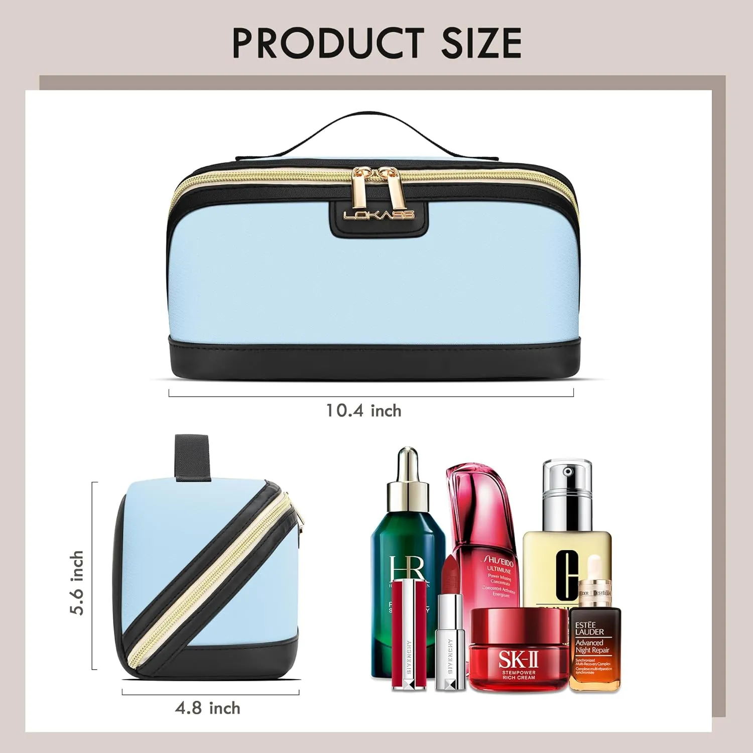 Stylish Travel Makeup Bag for Women - Large Capacity Waterproof PU & Cosmetic Organizer with Divider and Handle, Open Flat Toiletry Bag, Spring Break Essentials & Travel Accessories- Purple
