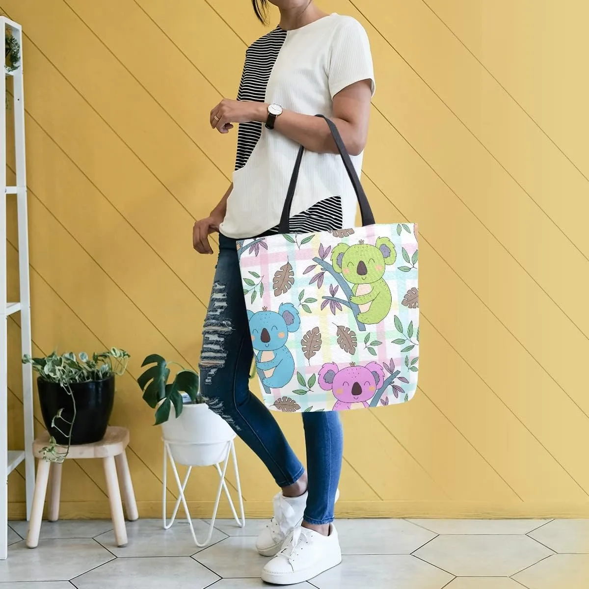 SUABO Tote Bag Kitchen Reusable Grocery Bags Canvas Shopping Bag for Outdoor