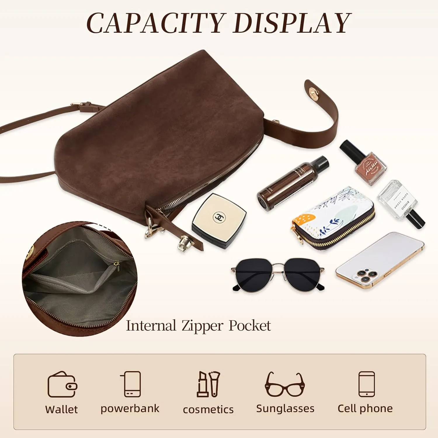 Suede Bags for Women Brown Suede Purses Suede Tote Handbag Slouchy Shoulder Bag Retro Crossbody Hobo Bag 2025