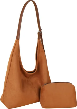 Suede Bags for Women Brown Suede Purses Suede Tote Handbag Slouchy Shoulder Bag Retro Crossbody Hobo Bag 2025