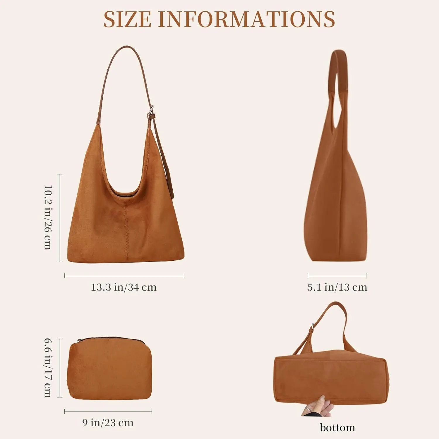 Suede Bags for Women Brown Suede Purses Suede Tote Handbag Slouchy Shoulder Bag Retro Crossbody Hobo Bag 2025