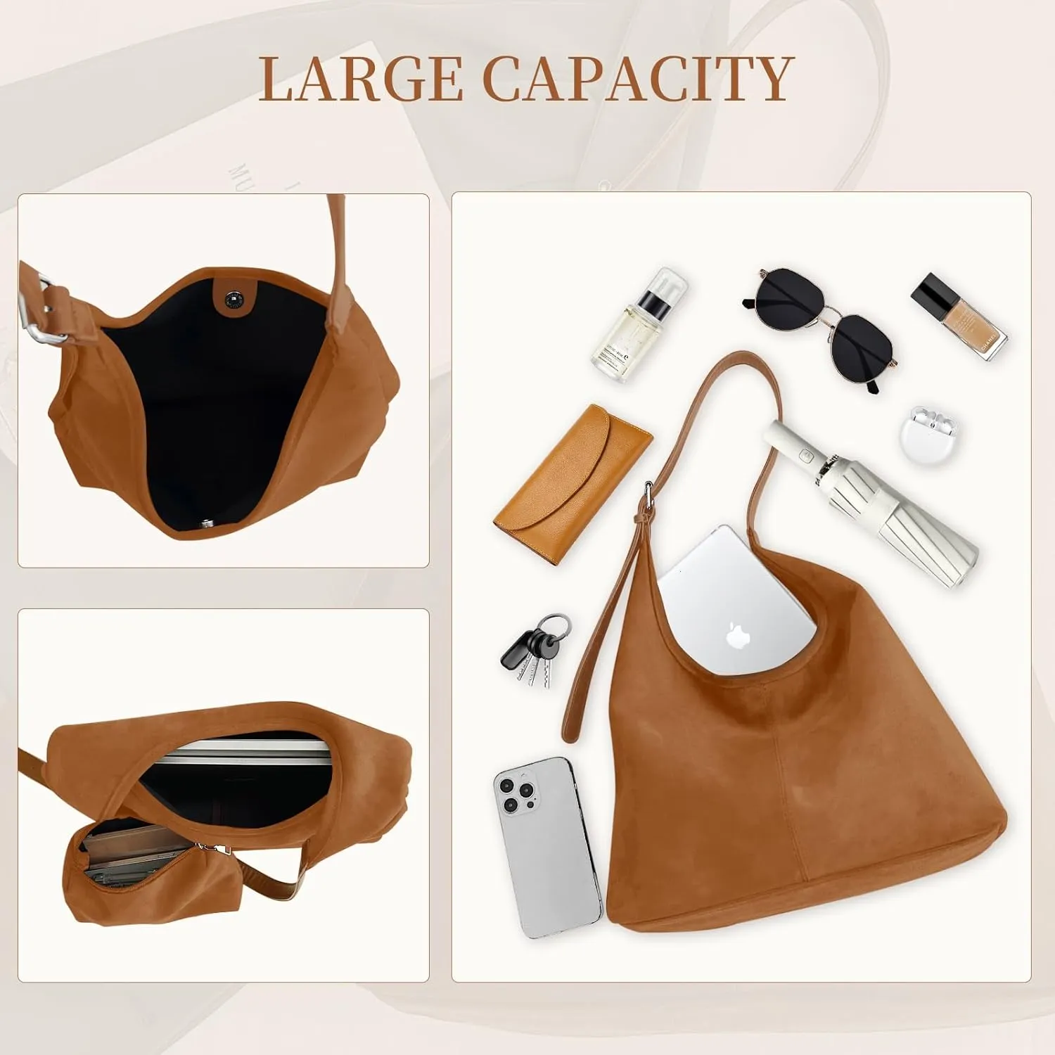 Suede Bags for Women Brown Suede Purses Suede Tote Handbag Slouchy Shoulder Bag Retro Crossbody Hobo Bag 2025