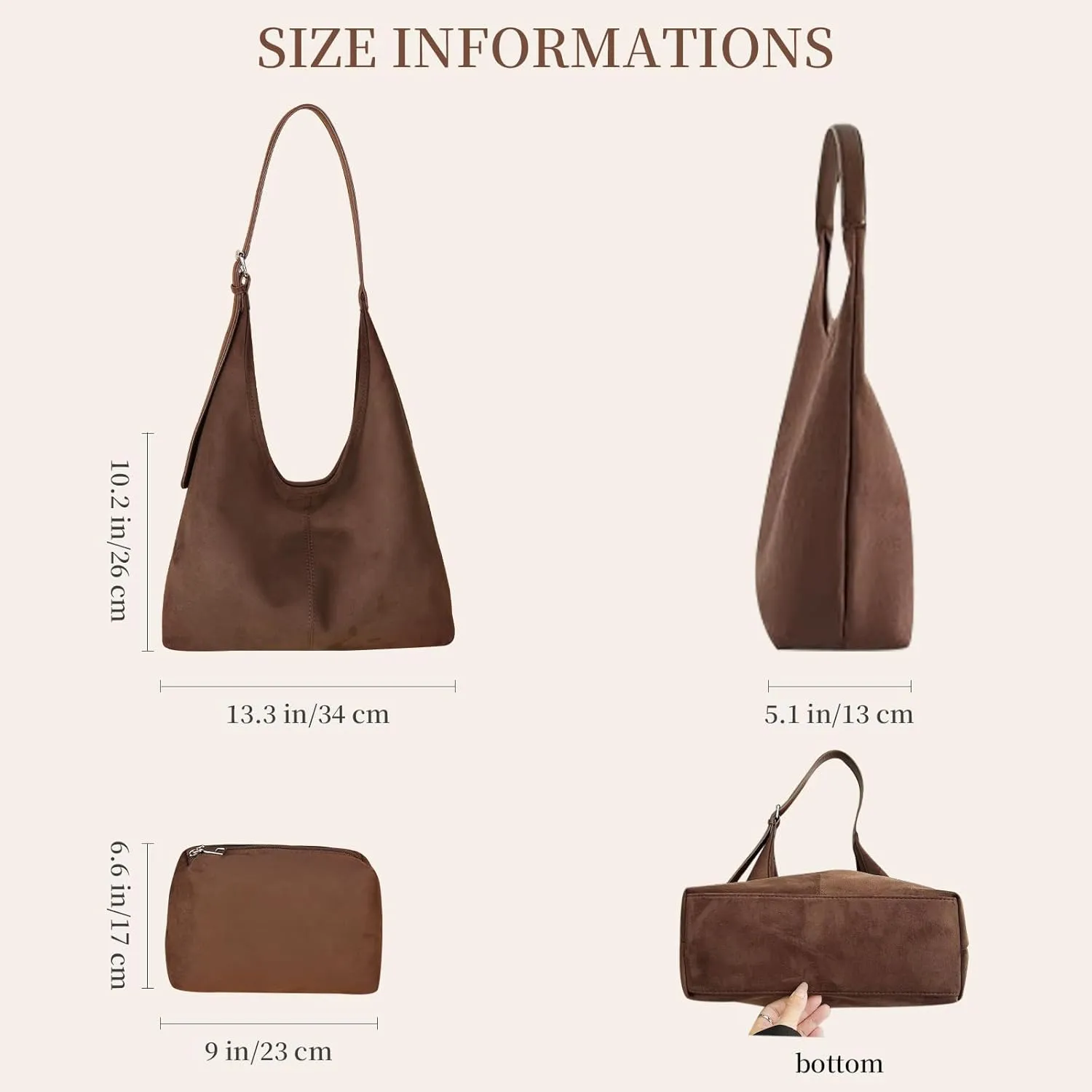 Suede Bags for Women Brown Suede Purses Suede Tote Handbag Slouchy Shoulder Bag Retro Crossbody Hobo Bag 2025