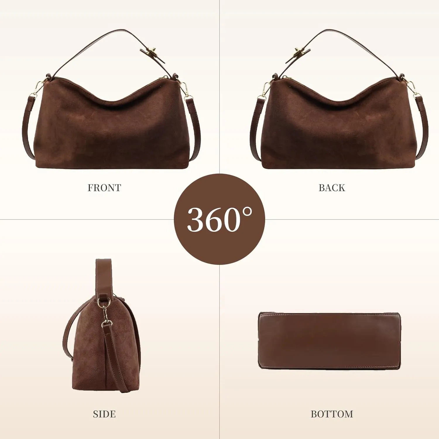 Suede Bags for Women Brown Suede Purses Suede Tote Handbag Slouchy Shoulder Bag Retro Crossbody Hobo Bag 2025